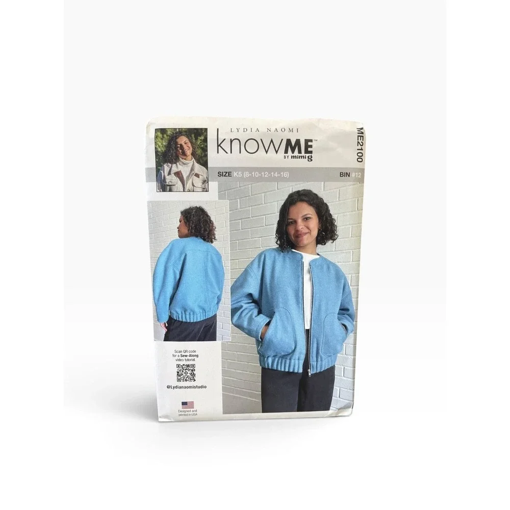 KNOW ME ME2100 Bomber Jacket K5 (8-10-12-14-16) Modern Sewing Pattern Uncut